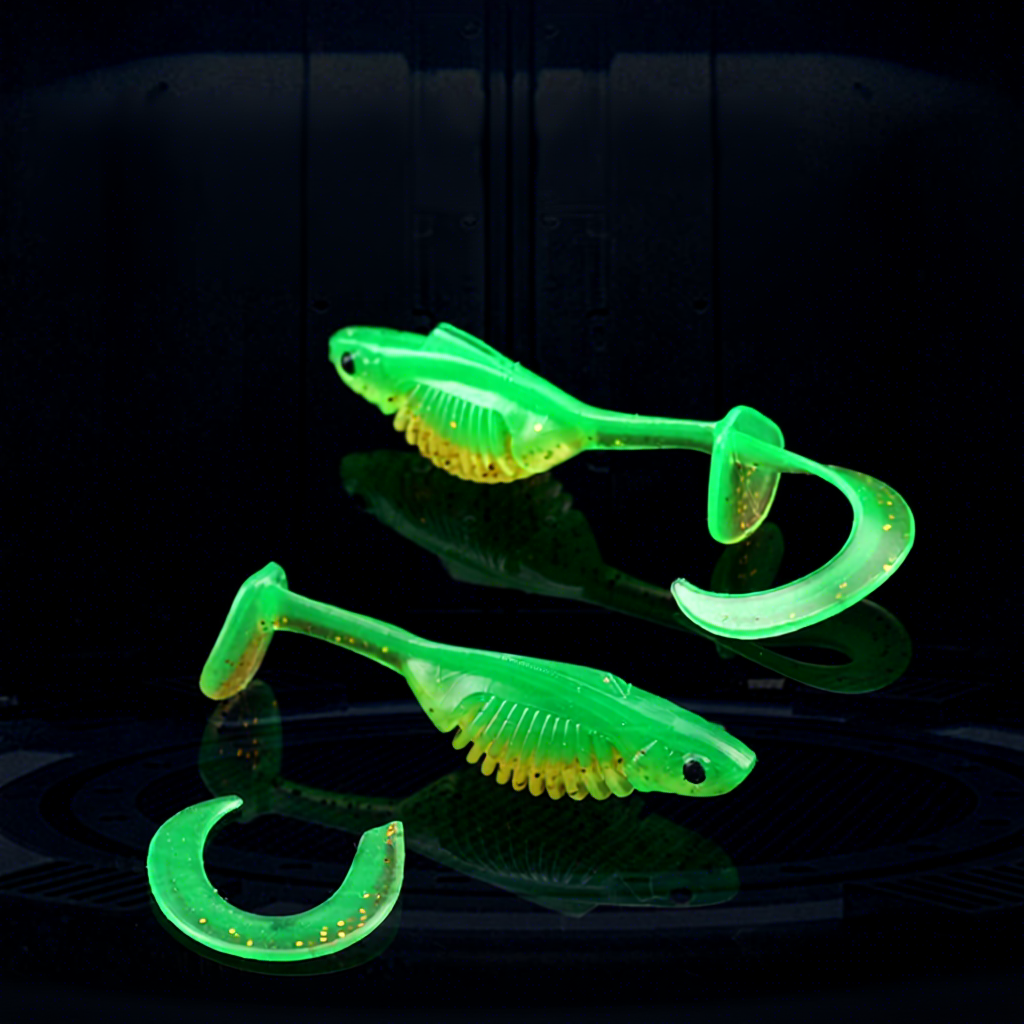 Curly & T Tail Soft Worm Lures with Two Swimming Actions, Micro Artificial Bait for Bass and Topmouth Culter – Hard Lure – view 3