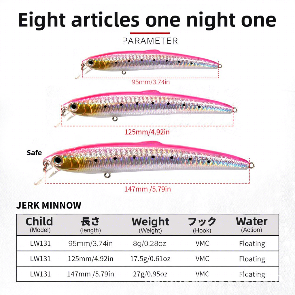 Factory-Direct Sale Artificial Hard Baits Long-Casting Floating Minnows VMC Hooks Twitch-and-Pause Action Multiple Colors – Hard Lure – view 1
