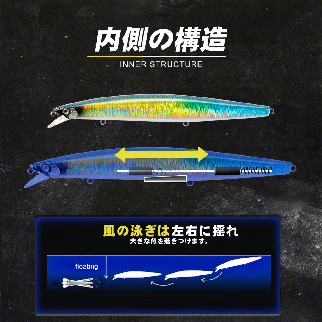 Japanese-style Artificial Hard Bait Long-Cast Lure Minnow Dead-Bait System Floating Vibrating Twitch-and-Pause Action Bass Fish – Hard Lure – view 3