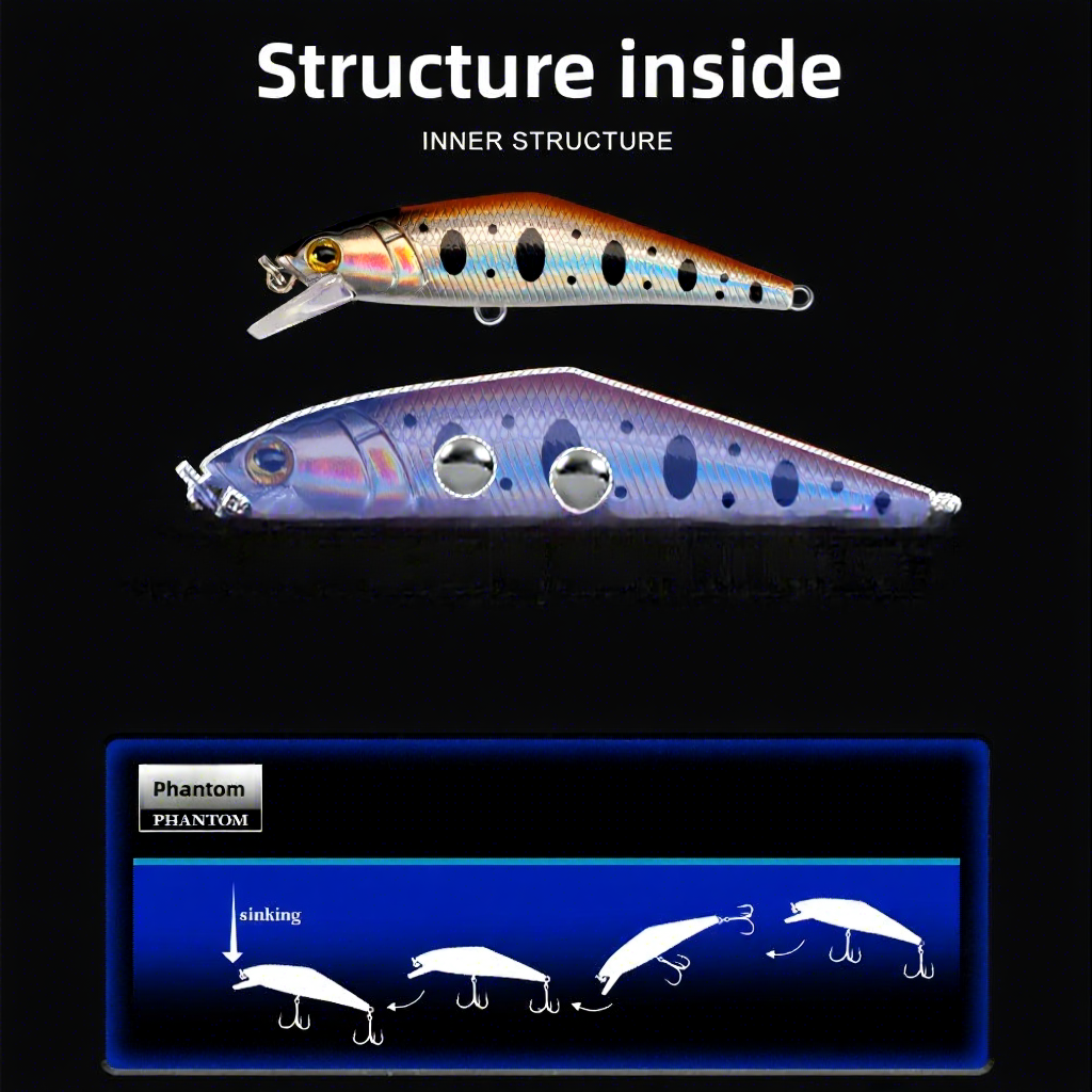 Japanese-style Micro Sub-surface Minnow Lure Twitched Multiple Swim Layers; 63mm One-piece Steel Wire Artificial Hard Bait; Fish – Hard Lure – view 2