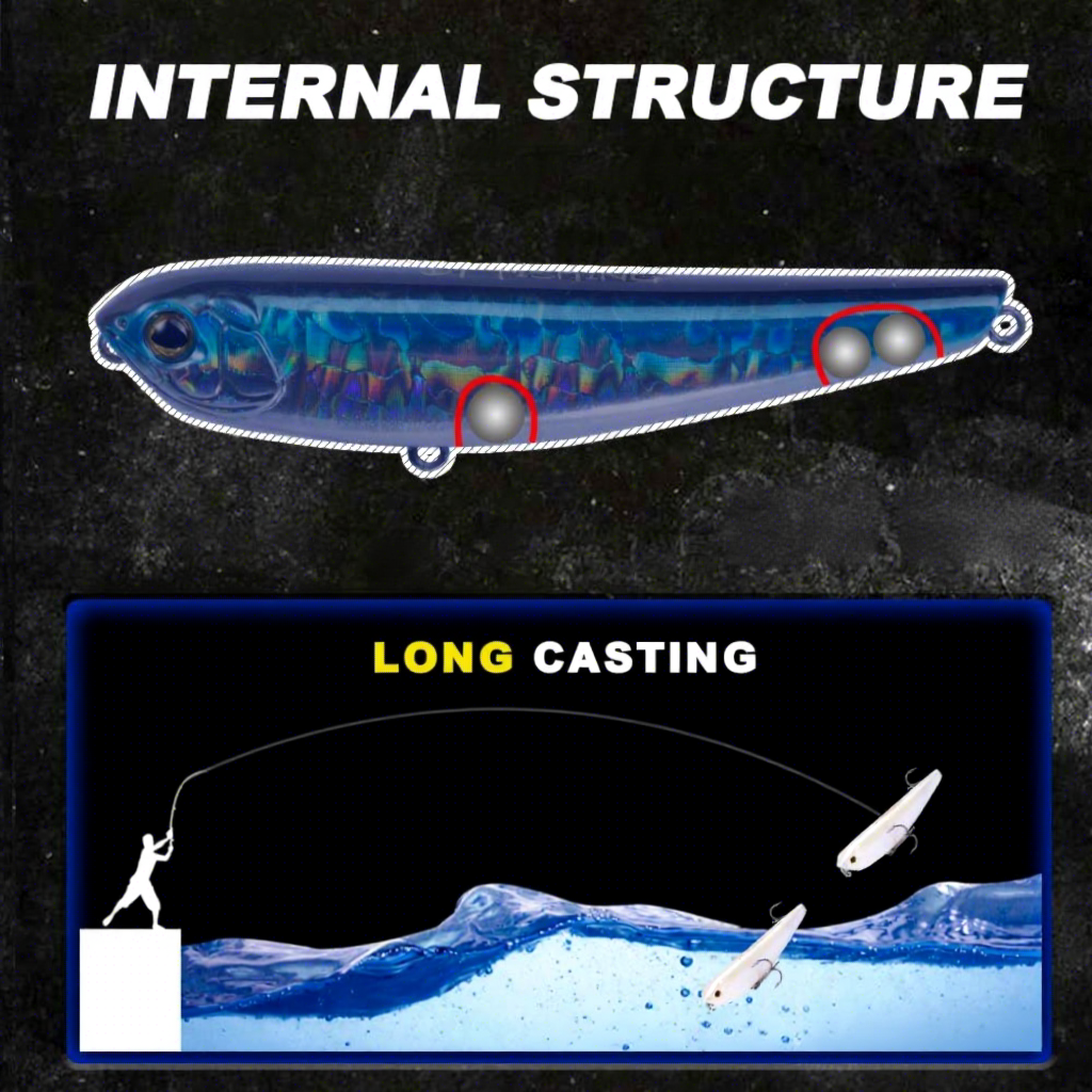 Best-selling Artificial Hard Bait Zigzag-Shaped Surface Lure for Long-Distance Casting VMC Hooks 80mm 85g Freshwater Fishing – Hard Lure – view 2