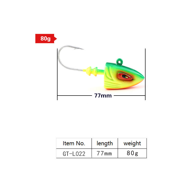 80g Metal Jig Fish Head Saltwater Lead Head Deep Sea Jigging Fishing Lure for Perch Bass & Shark – Hard Lure – view 4