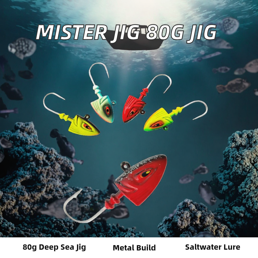80g Metal Jig Fish Head Saltwater Lead Head Deep Sea Jigging Fishing Lure for Perch Bass & Shark – Hard Lure – view 3