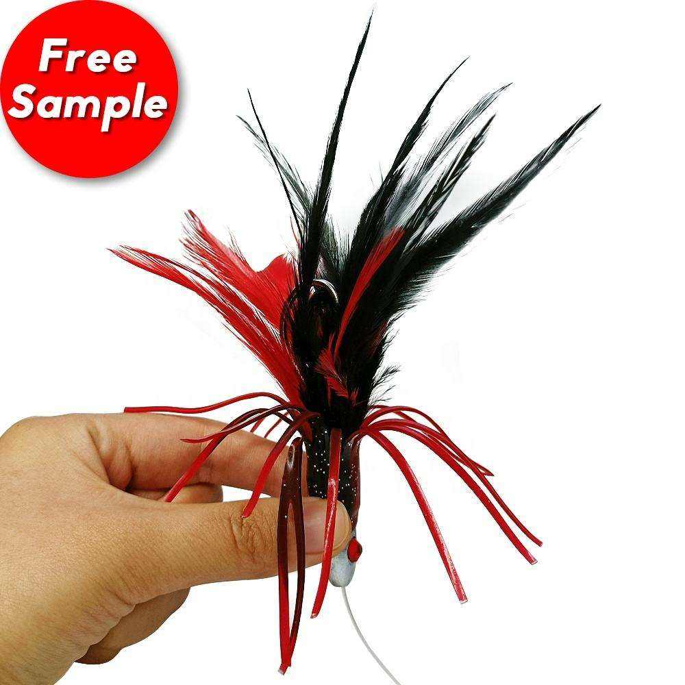 High Quality Wholesale OEM 4.5 Inch 0.8 Oz Rigged Rubber Skirt with Real Feathers, Tuna Fishing Tackle – Hard Lure – view 4