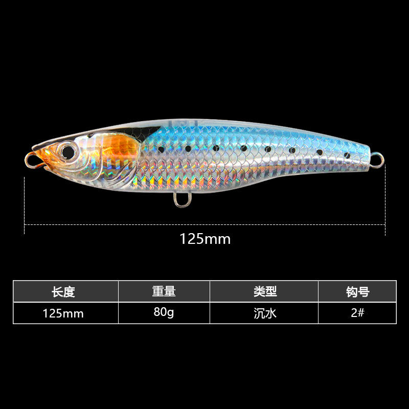 125mm 80g High Quality Hard Bait Big Game Saltwater Bass Fishing Bait Casting Topwater Plastic Stickbait Pencil Lure – Crankbait – view 3
