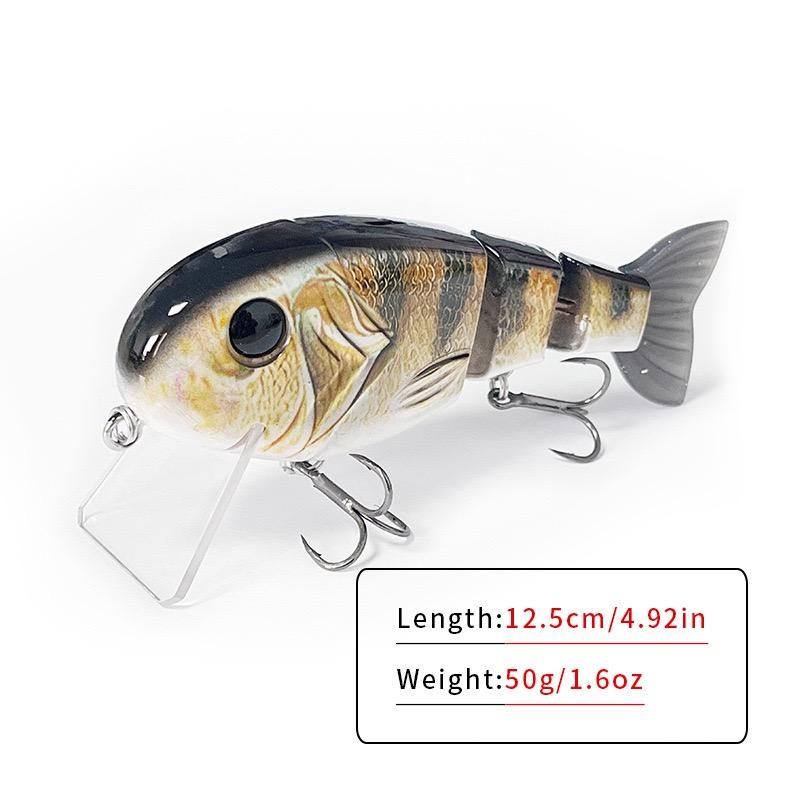 Floating Multi-Jointed ABS Hard Lure with Soft Tail 12.5 cm / 50 g for Drift Fishing in Lakes Rivers Streams Pike – Hard Lure – view 2