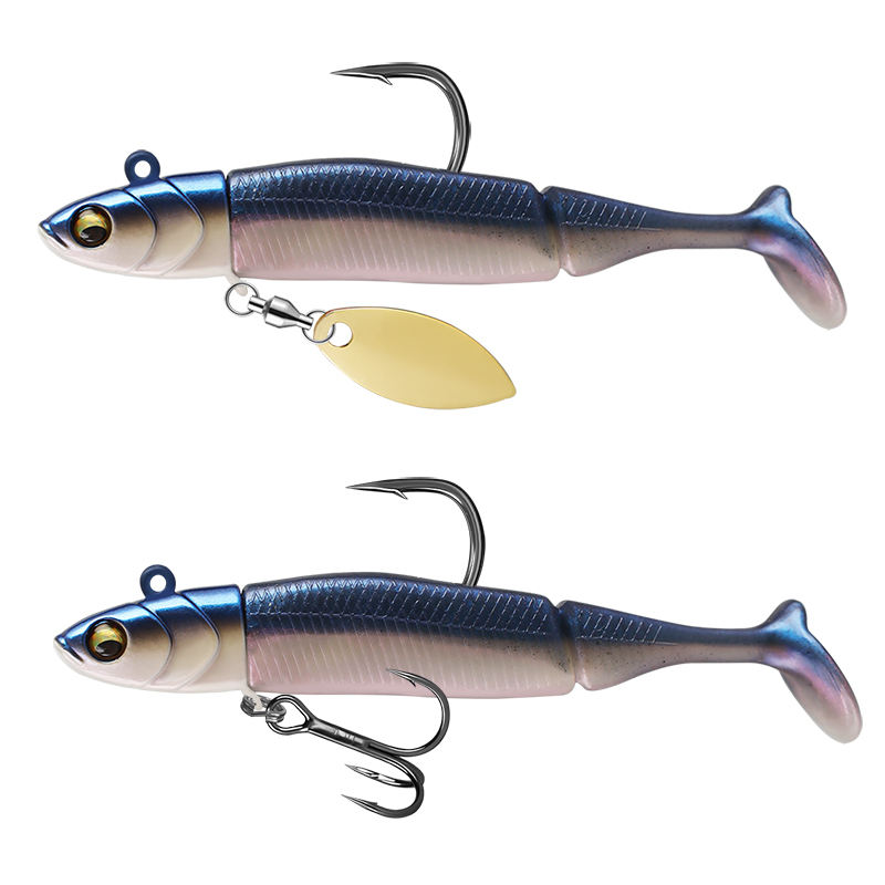 15g/20g PVC Metal Integrated Artificial Hard Bait Glitter Jig Head Black Minnow Lure for Zander River Lake Fishing – Hard Lure – view 4