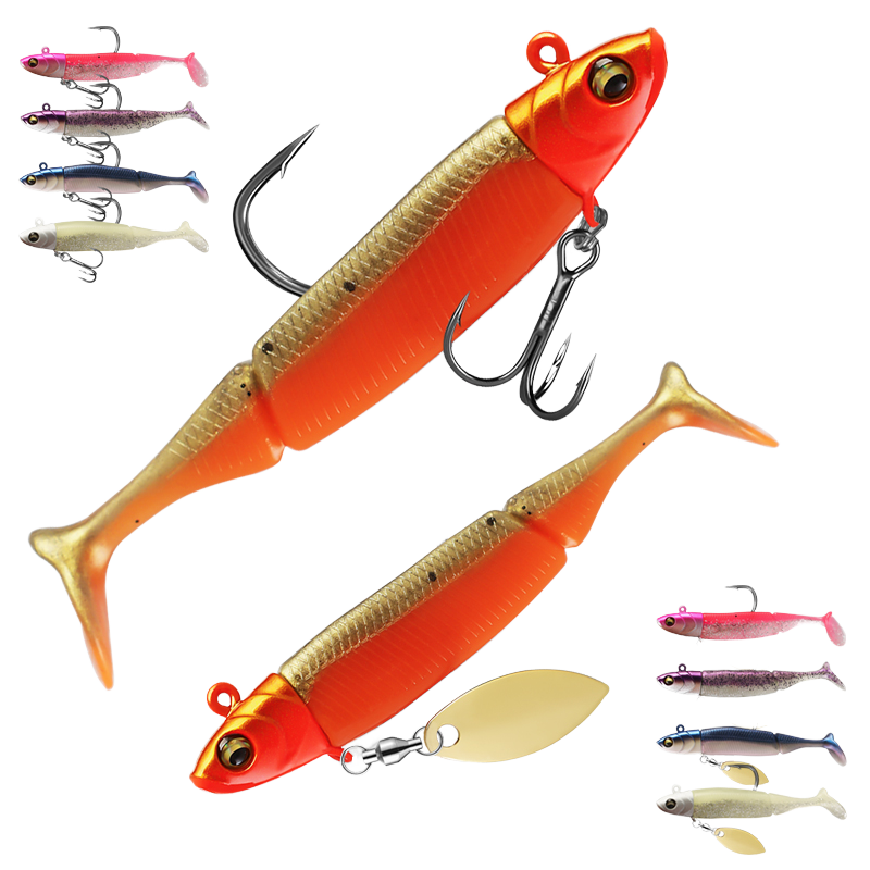 15g/20g PVC Metal Integrated Artificial Hard Bait Glitter Jig Head Black Minnow Lure for Zander River Lake Fishing – Hard Lure – view 1
