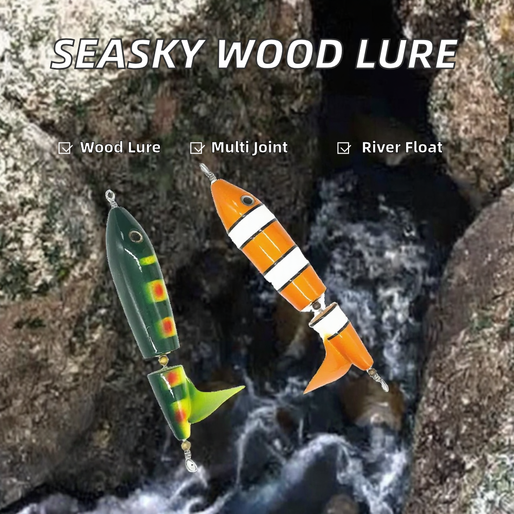 SEASKY HW15 60g 6-Inch Wood Fishing Lure Multi-Jointed OEM Popper Lake Trout Floating Real Wood Body for Marlin – Hard Lure – view 2