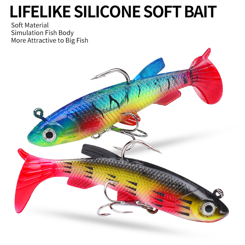 BST T-Tail Soft Bait Lead Plastic Freshwater & Saltwater Drop Fishing Lure Jig Head Hook Micro Species Long Casting Fork Tail – Soft Lure – view 3