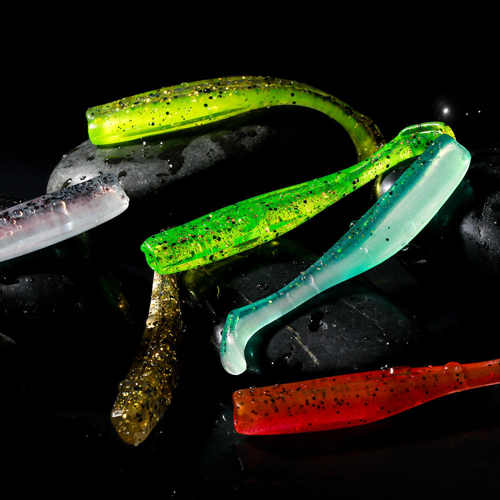 Cheery New Arrival TPR 70mm 2.3g Soft Fishing Paddle Tail Lure Slim Swim Bait T Tail Trout Lure – Worms & Grubs – view 5