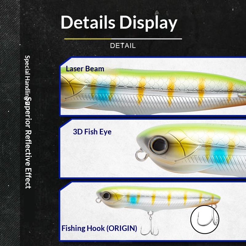 Long-Cast Floating PVC/Plastic ABS Bass & Mackerel Artificial Hard Bait Pencil Lure with Rattle Beads (No Hooks) – Hard Lure – view 2