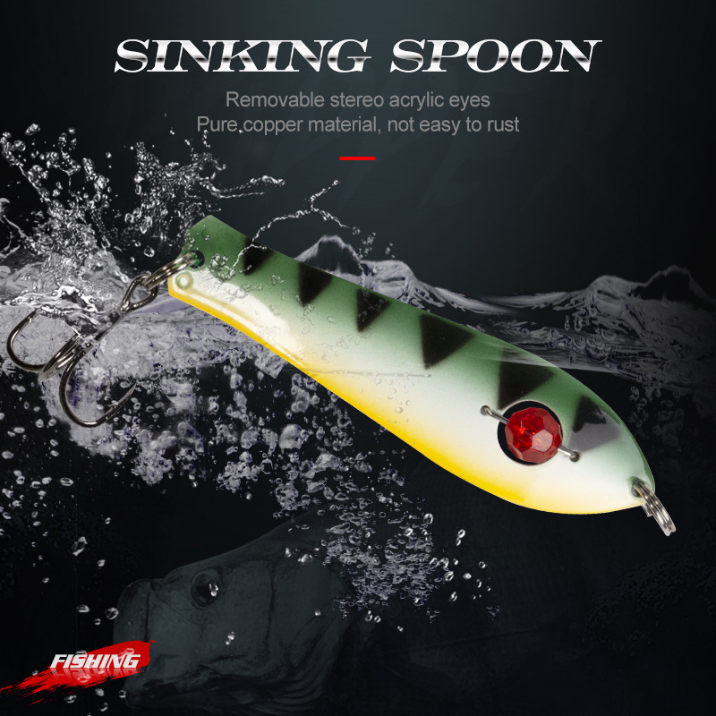 Lure Lifelike Metal Hard Bait Artificial Spoon Sinking Drop-Shot Jig Fishing Tackle for Saltwater Fish & Marlin with Hooks – Hard Lure – view 1