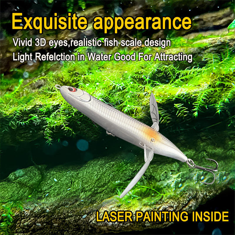 CHEERY Fast Water Surface System Dragonfly Lure Stainless Steel Artificial Hard Bait Floating Tractor Fishing Lure Zander 80mm – Hard Lure – view 5