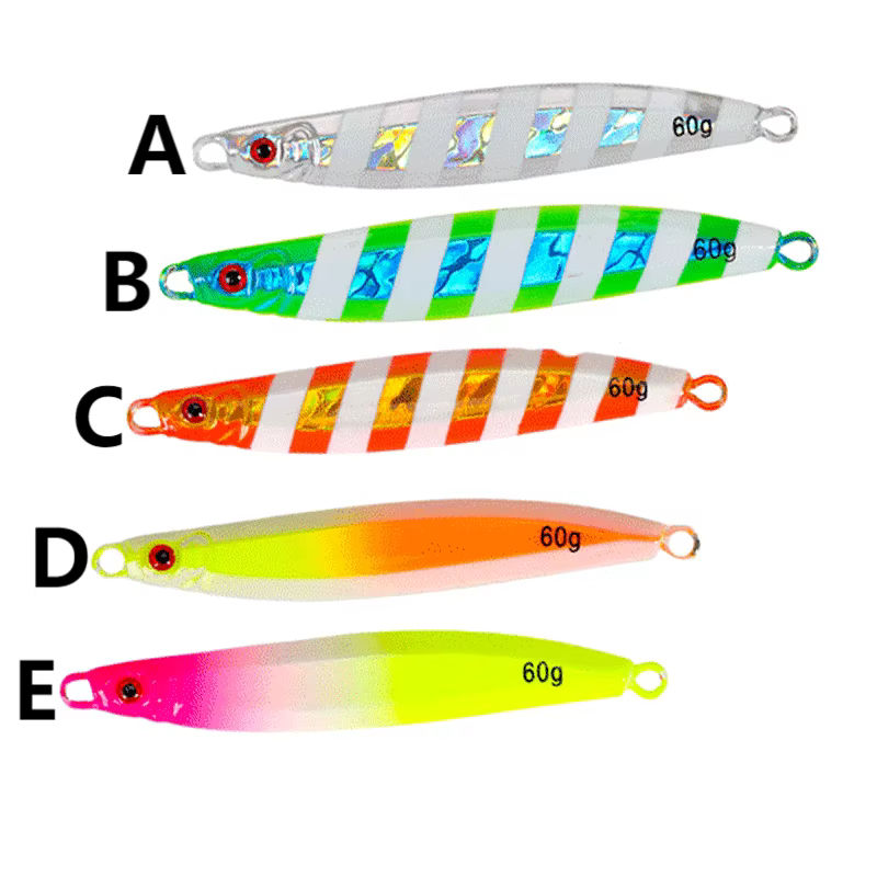 CHEERY High Quality Saltwater Pike & Saltwater Fish 30g-80g Colorful Lead Luminous Jigging Lure with Hooks – Metal Lure – view 5