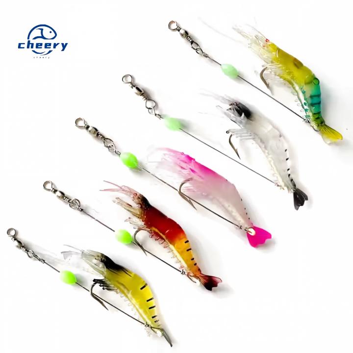 Cheery Bait Winter Fishing Set Luminous Shrimp Sabiki Midwater Baits Built-In Hooks Silicone Soft Plastic Bait for Trout Baiting – Soft Lure – view 1