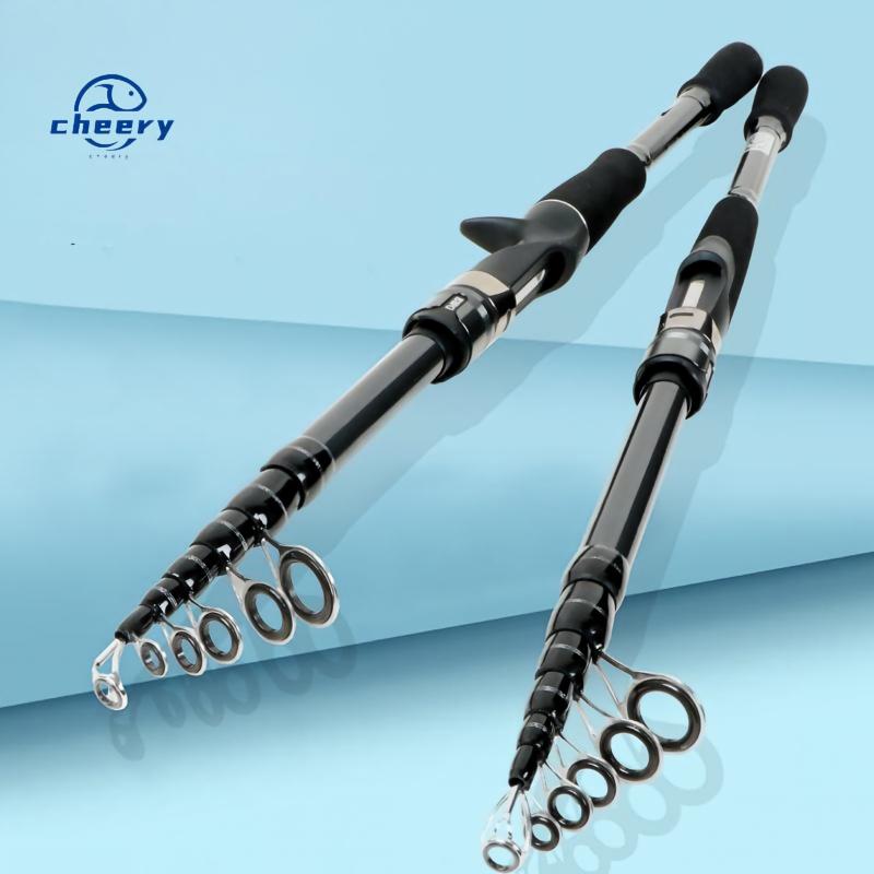 CHEERY Carbon Retractable Lure Rod Straight Handle Ultra Light Hard Medium Fast Action Bottom Fishing Carp Ocean Beach Rod – Fishing Rod – view 1