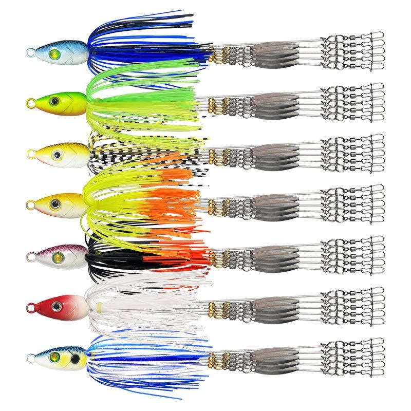 Cheery Jig Heads Fishing Ultralight Tripod Bass Lures Bait Kit Willow Blade 5 Arms Alabama Umbrella Rig for Sea Bass & Salmon – Metal Lure – view 4