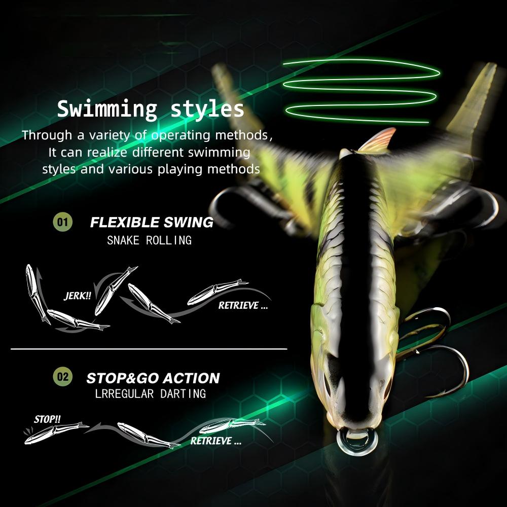 CHEERY ABS Artificial Hard Bait Bionic Lure with Two Vib Simulation S-Shaped Swimming for Pike Perch & Trout with Hooks – Swimbait – view 2