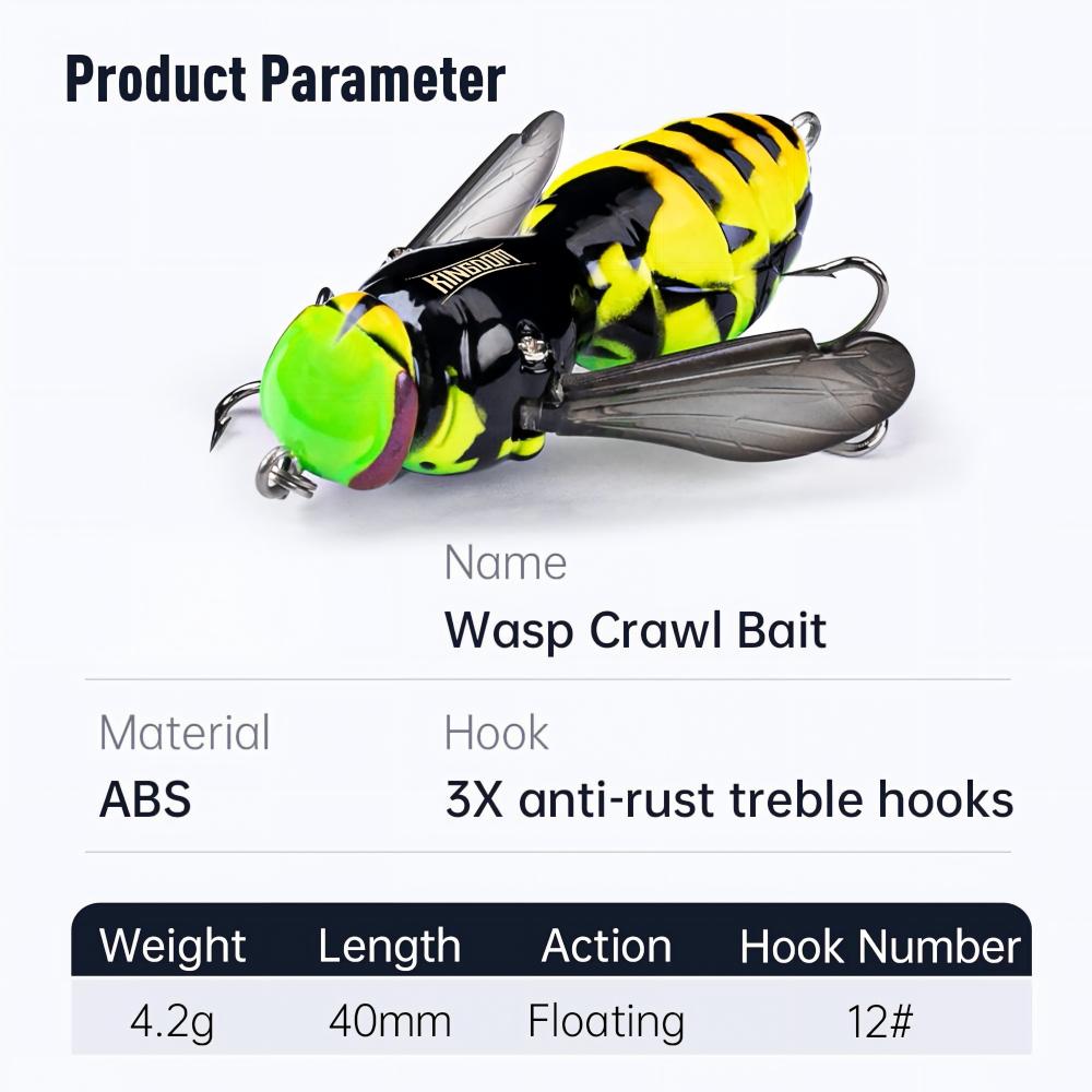 Cheery Floating Topwater Wasp Noise Popper Lure ABS Artificial Hard Bait for Black Bass Carp Topmouth Culter – Other Hard Lure – view 5