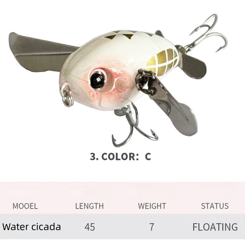 Cheery Micro Finesse Water Cicada Floating Surface Lure ABS Material 45mm/7g Bionic Fishing Bait for Bass – Crankbait – view 3