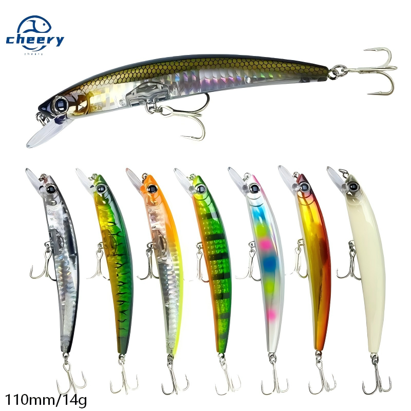 Cheery Lure 11cm/14g Floating Minnow Artificial Hard Bait Stainless Steel Hooks Sea Fishing Long Distance Throwing Bionic Marlin – Minnow – view 5