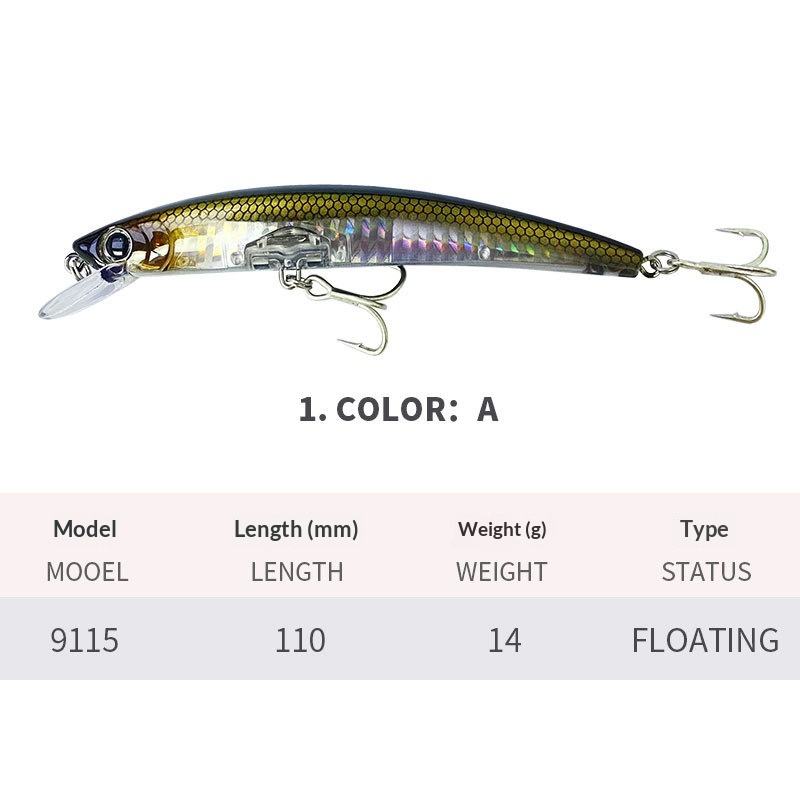 Cheery Lure 11cm/14g Floating Minnow Artificial Hard Bait Stainless Steel Hooks Sea Fishing Long Distance Throwing Bionic Marlin – Minnow – view 2